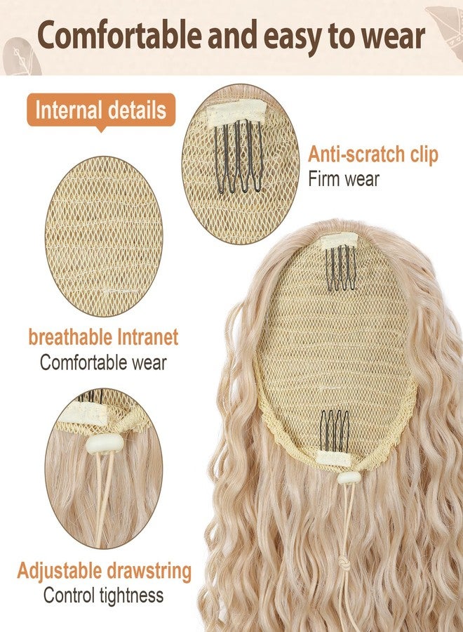 Flufymooz Ponytail Extension, 26 Inch Bohemian Style Drawstring Ponytail Hair Extensions for Women, Long Curly Wavy Pony Tail Natural Synthetic Hairpiece for Women (Grey/Silver/White Mixed) - Image 3